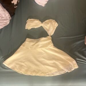 Yellow Strapless tie in the back dress